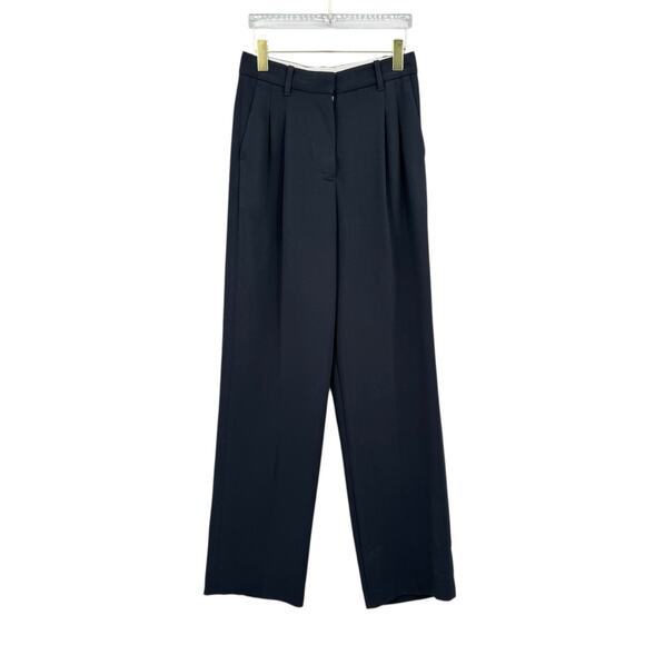 Aritzia Wilfred Black Effortless Wide Leg Pleated High Waist Slacks Career Pants - Picture 1 of 9